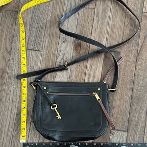 Black Leather FOSSIL Crossbody Bag